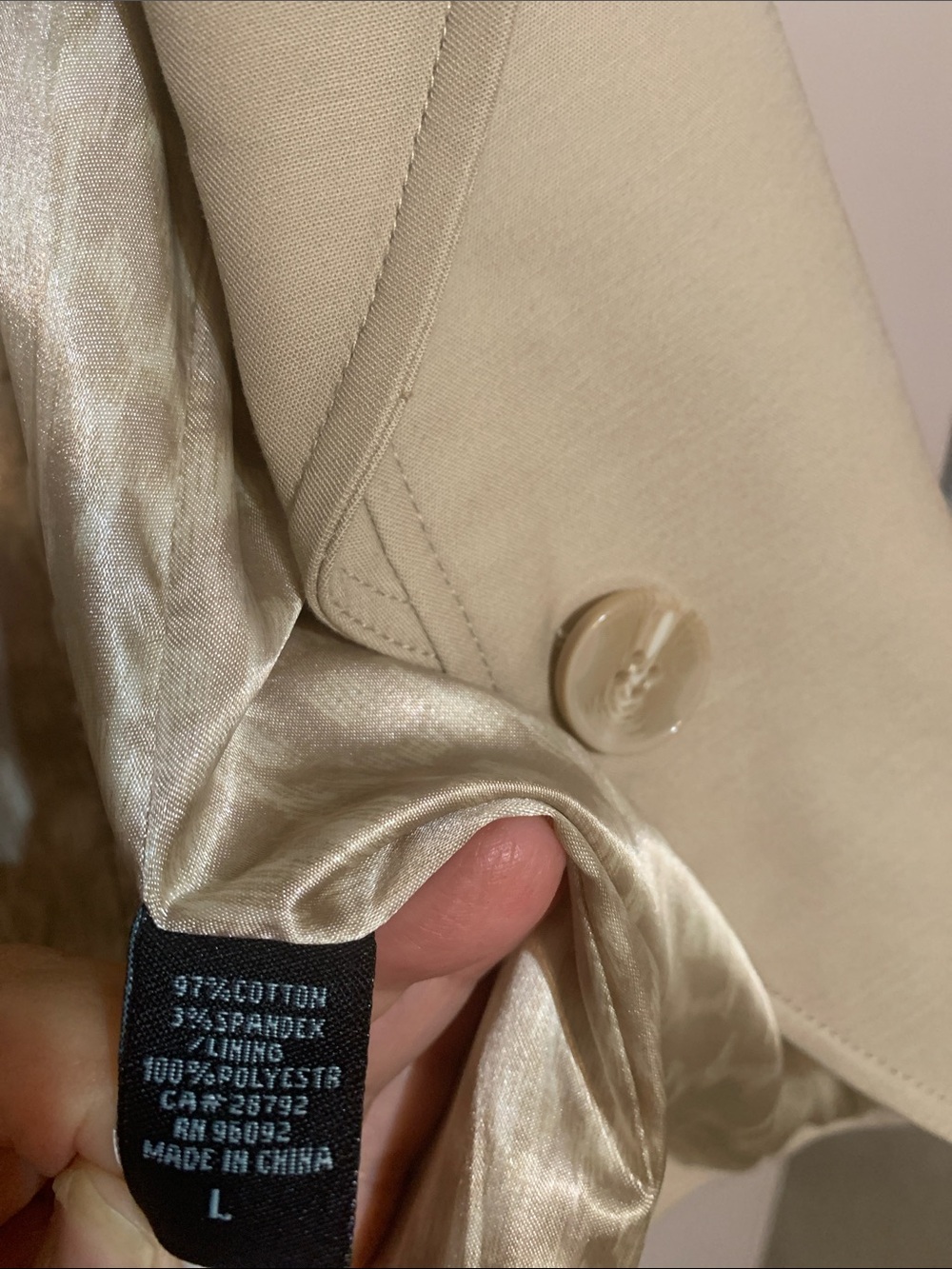 CYNTHIA ROWLEY Khaki colored 97% Cotton Blazer Jacket LARGE NEW NWT - Picture 6 of 8